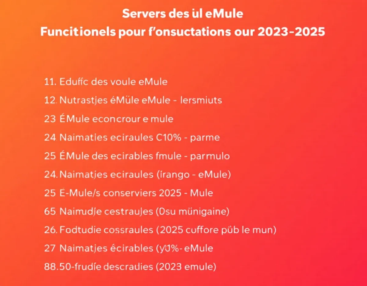 Liste des serveurs eMule fonctionnels pour 2023-2025